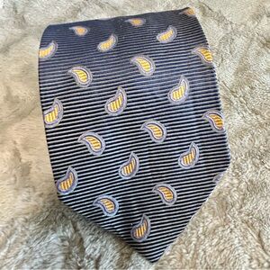 Mark Shale Silk Striped Tie with Paisley Pattern NWOT 3.75” Wide 58” Long